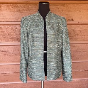 Kasper Separates Open Front Blazer Green/Cream 12P